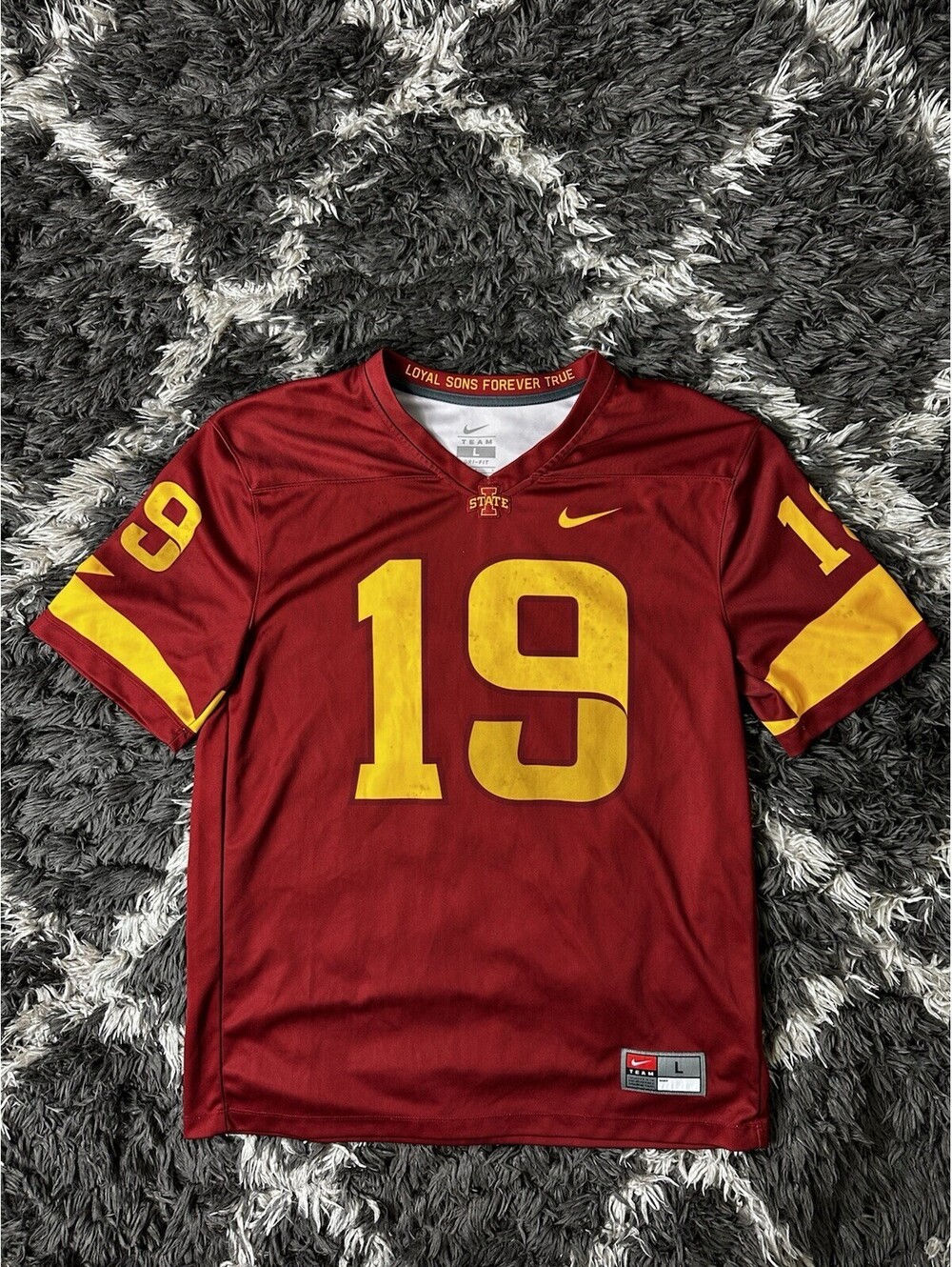 Nike Iowa State Cyclones Football Jersey Mens Large Red Dri-Fit #19 College